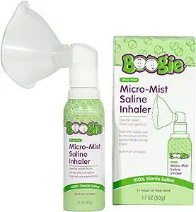 Boogie Micro-Mist Saline Inhaler, Baby Nose Congestion Relief, Nasal Spray for Kids, Pediatrician Recommended, HSA/FSA Eligible, 1.7oz Unscented - Pack of 1