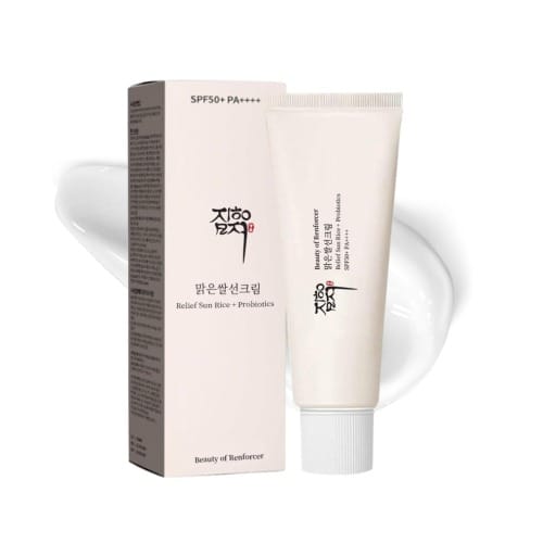 Relief Sun Organic Sunscreen SPF 50+ PA++++ – Lightweight Korean UV Protection for Face – Rice and Skin-Balancing Probiotics – 50 ml / 1.69 fl oz